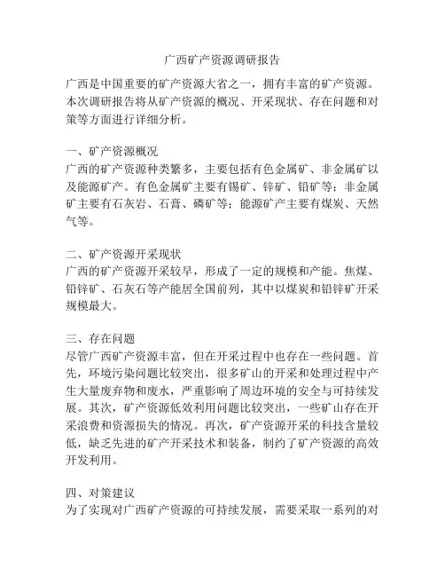 广西矿产资源调研报告