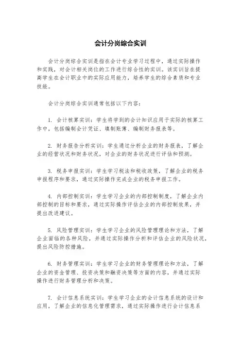 会计分岗综合实训