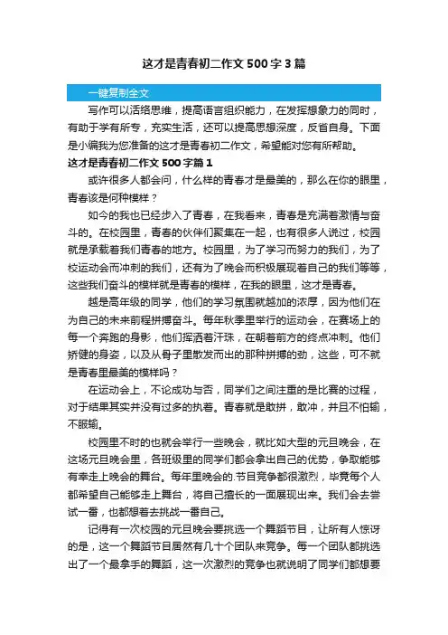 这才是青春初二作文500字3篇