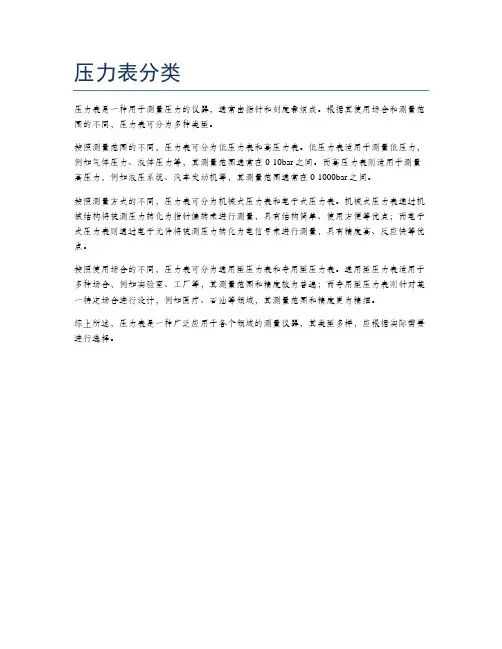 压力表分类