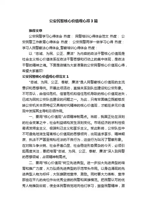公安民警核心价值观心得3篇