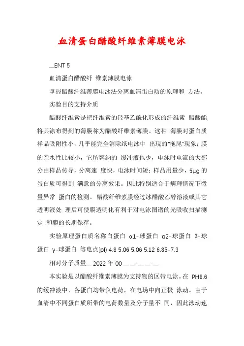 血清蛋白醋酸纤维素薄膜电泳
