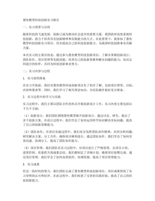 慧鱼模型科技创新实习报告