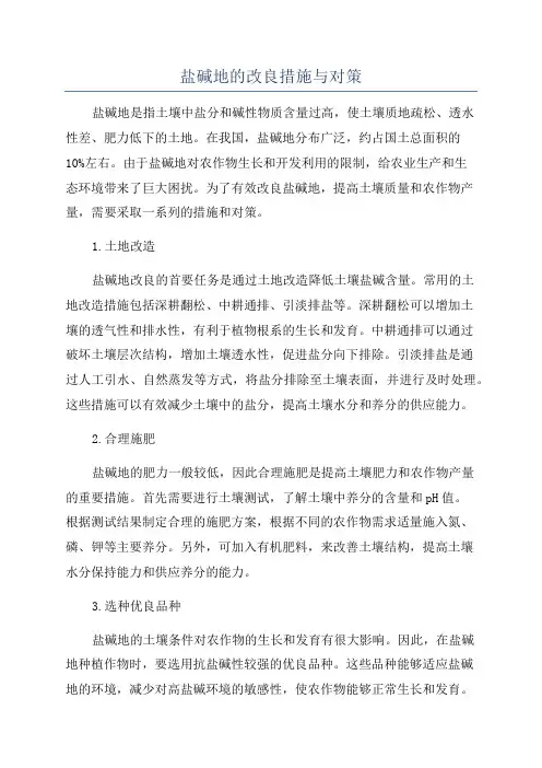 盐碱地的改良措施与对策
