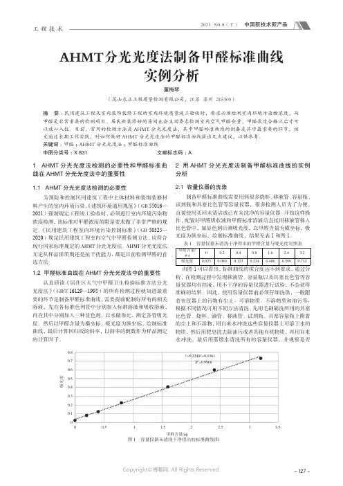 AHMT_分光光度法制备甲醛标准曲线实例分析