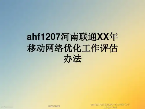 ahf1207河南联通XX年移动网络优化工作评估办法