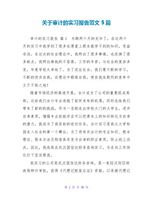审计的实习报告范文5篇