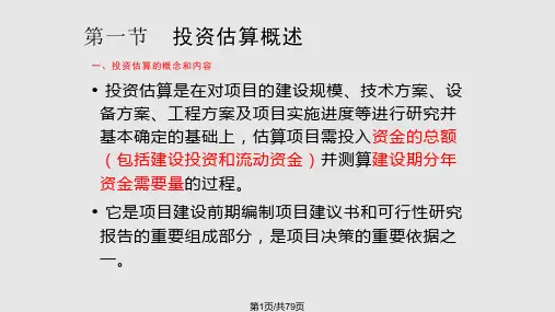 讲课用投资估算PPT课件
