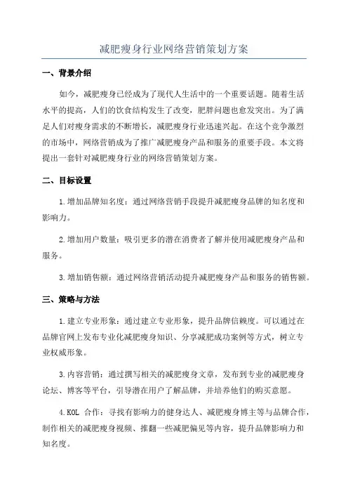 减肥瘦身行业网络营销策划方案