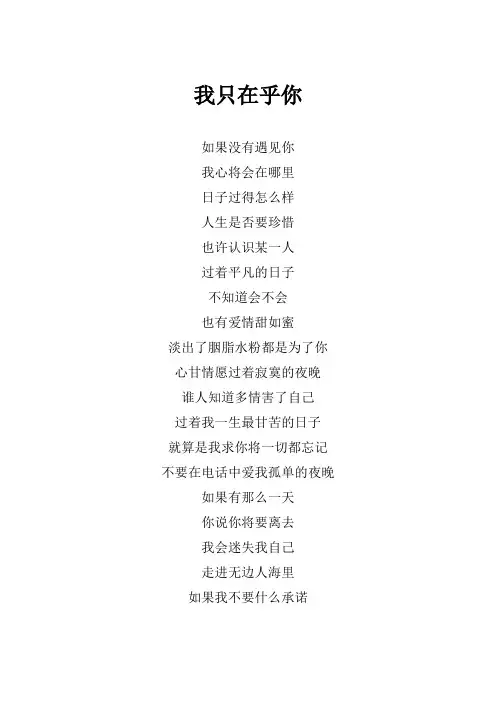 邓紫棋《我只在乎你》歌词