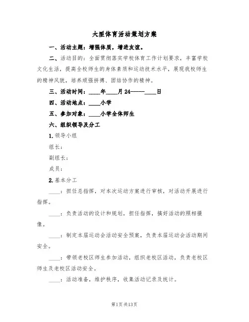 大型体育活动策划方案(四篇)