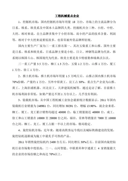 工程机械重点企业