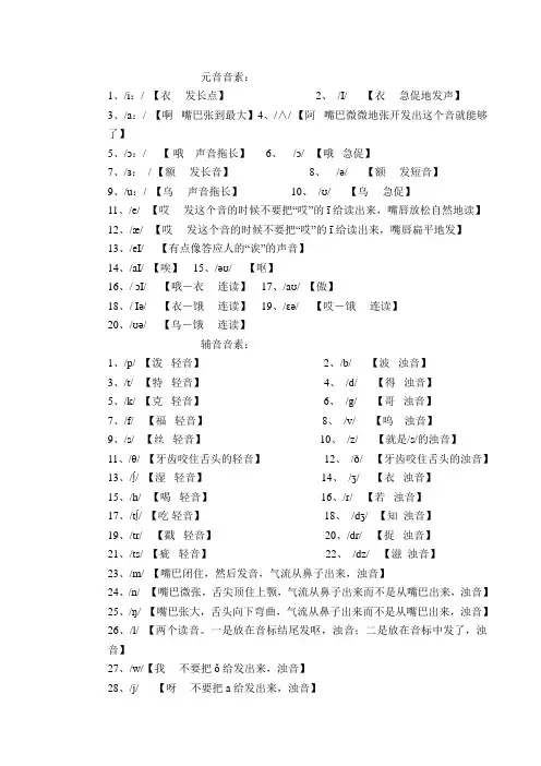 英语国际音标汉字谐音发音表_一看就会
