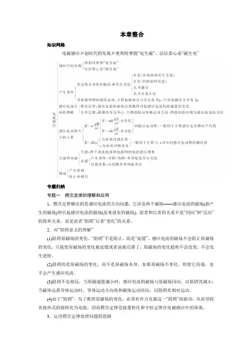 人教版高中物理选修3-2课章末整合：第四章电磁感应