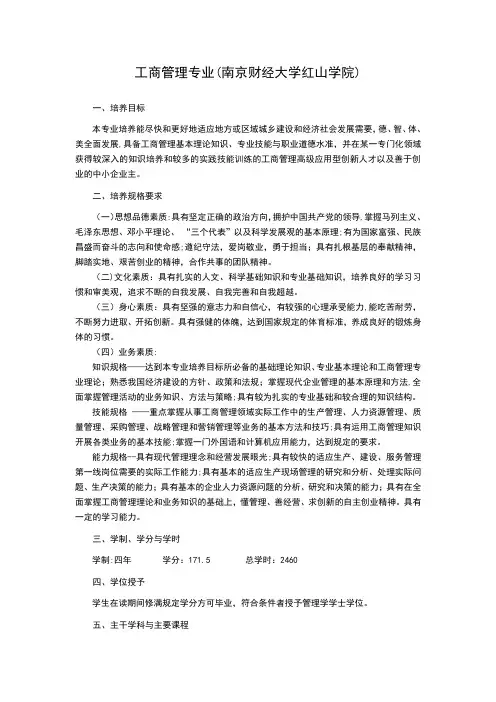 工商管理专业人才培养方案