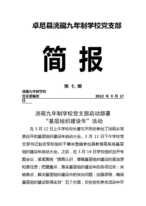 洮砚九年制学校党支部简报2012.7doc