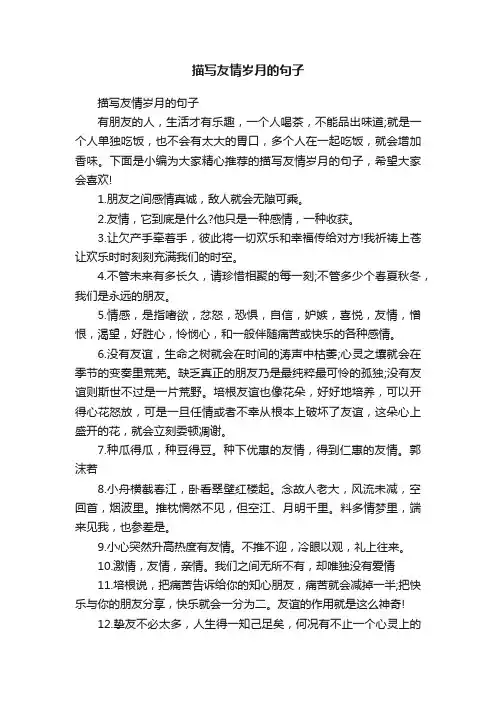 描写友情岁月的句子