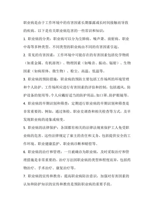 职业病危害知识和常识