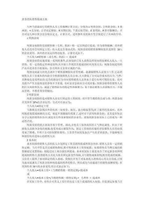 各种销售提成方案的利弊