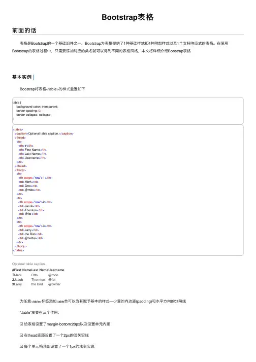 Bootstrap表格