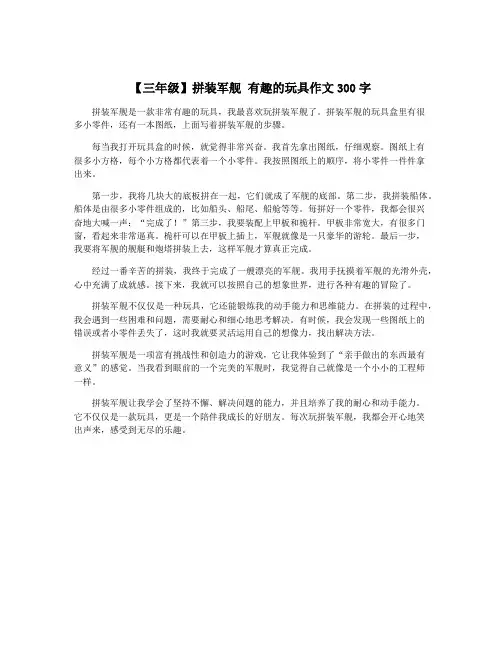【三年级】拼装军舰 有趣的玩具作文300字