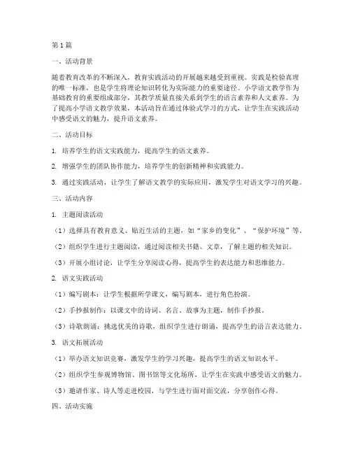 教育学实践教学活动(3篇)