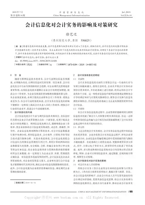 会计信息化对会计实务的影响及对策研究