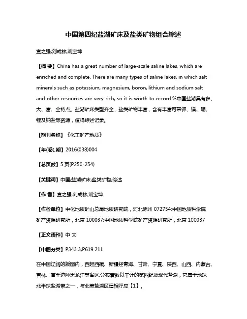 中国第四纪盐湖矿床及盐类矿物组合综述