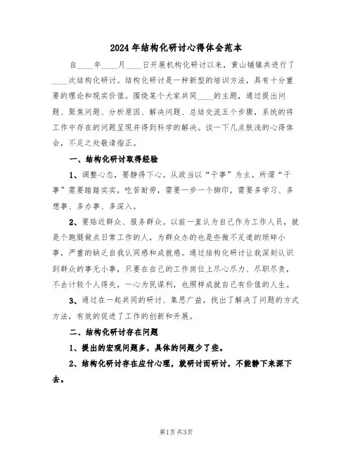 2024年结构化研讨心得体会范本(2篇)
