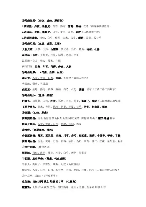中医妇科方剂