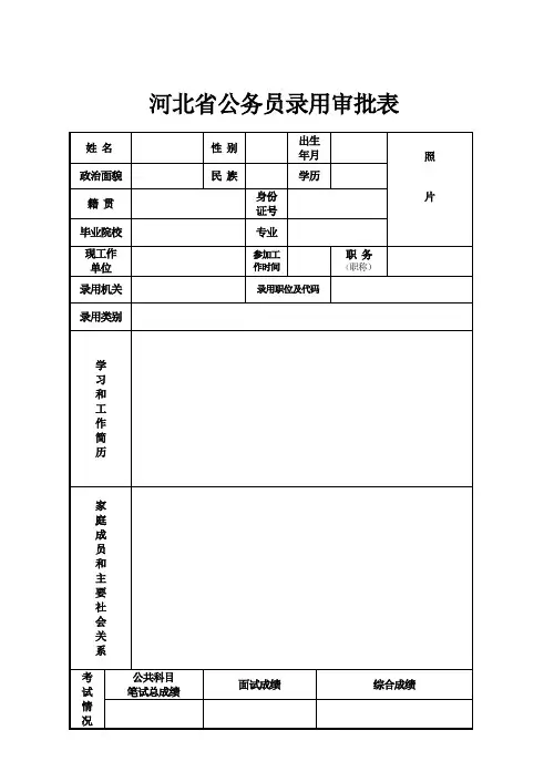 河北省公务员录用审批表