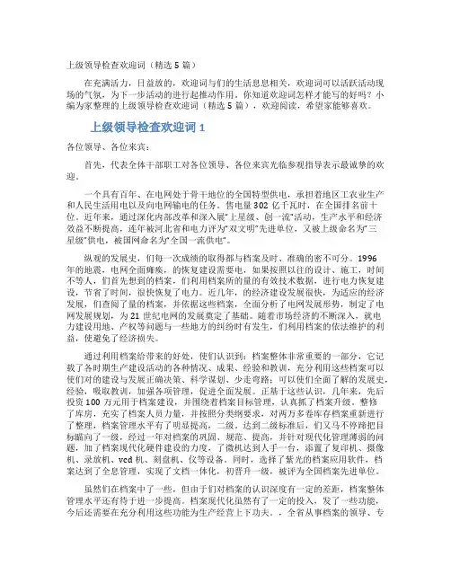 上级领导检查欢迎词（精选5篇）