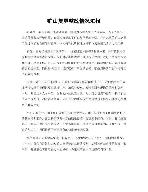 矿山复垦整改情况汇报