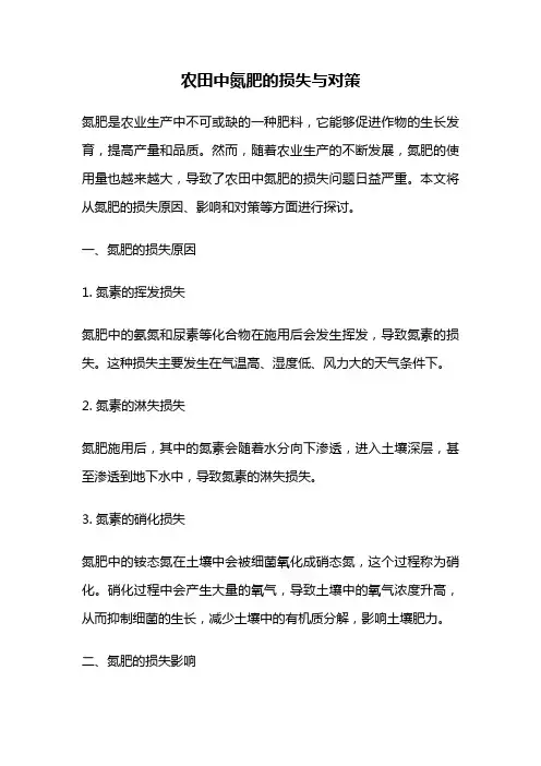 农田中氮肥的损失与对策