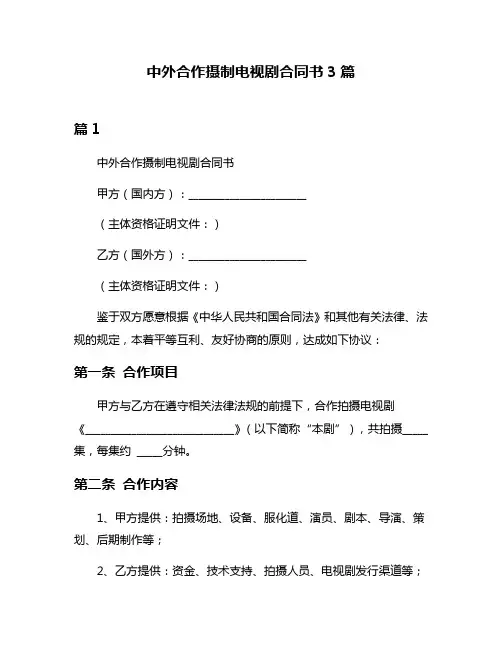 中外合作摄制电视剧合同书3篇
