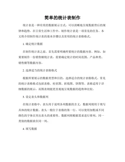 简单的统计表制作