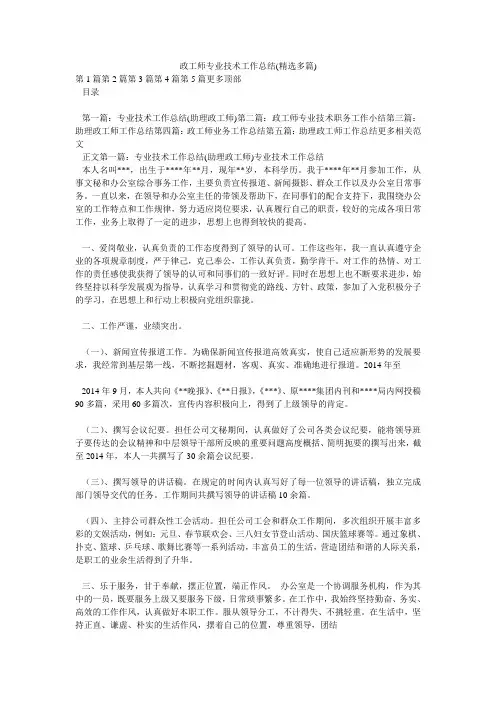 【精品范文】政工师专业技术工作总结(精选多篇).doc