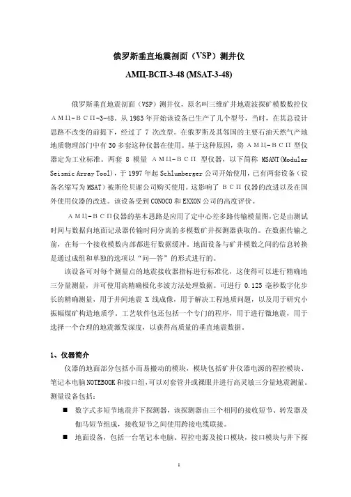 俄罗斯垂直地震剖面(VSP)测井仪