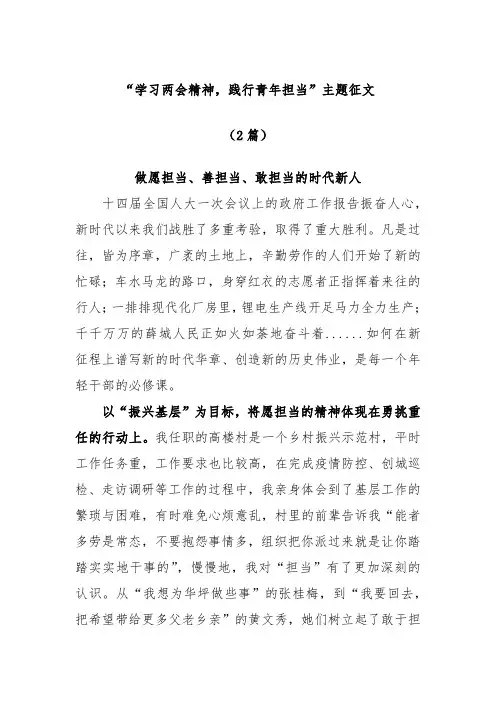 (2篇)“学习两会精神,践行青年担当”主题征文【哒哒】