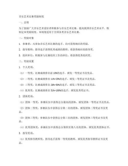 音乐艺术比赛奖励制度模板