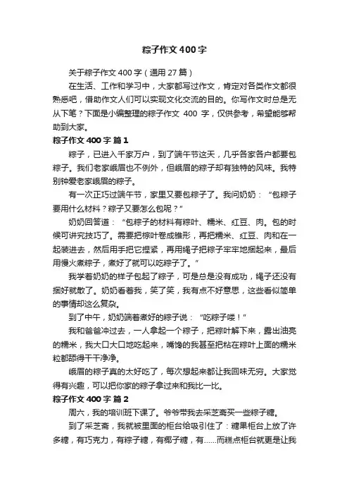 关于粽子作文400字（通用27篇）