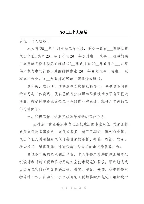 农电工个人总结