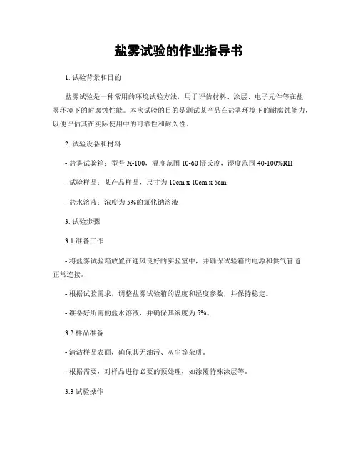 盐雾试验的作业指导书