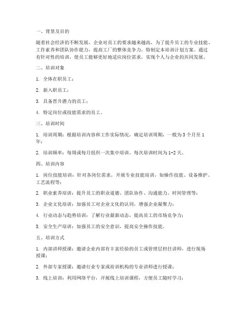 工厂集体培训计划方案模板