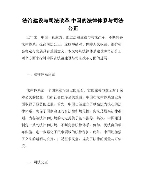 法治建设与司法改革 中国的法律体系与司法公正