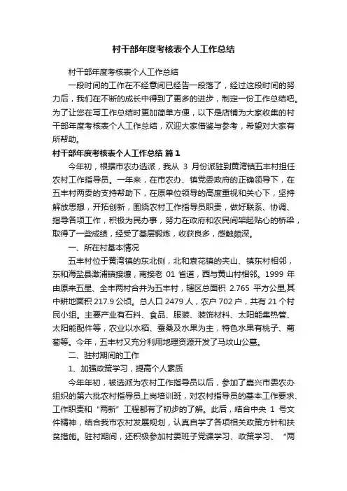 村干部年度考核表个人工作总结