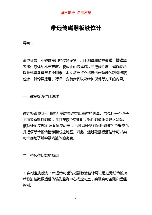 带远传磁翻板液位计