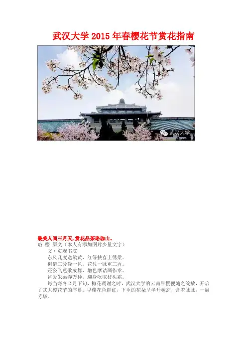 武汉大学2015年春樱花节赏花指南
