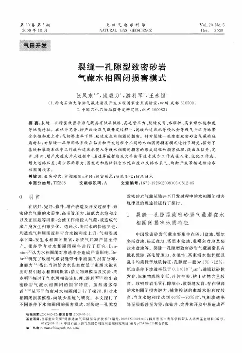 1裂缝-孔隙型致密砂岩气藏水相圈闭损害模式