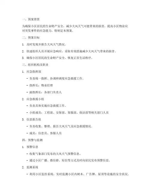 小区物业大风紧急预案
